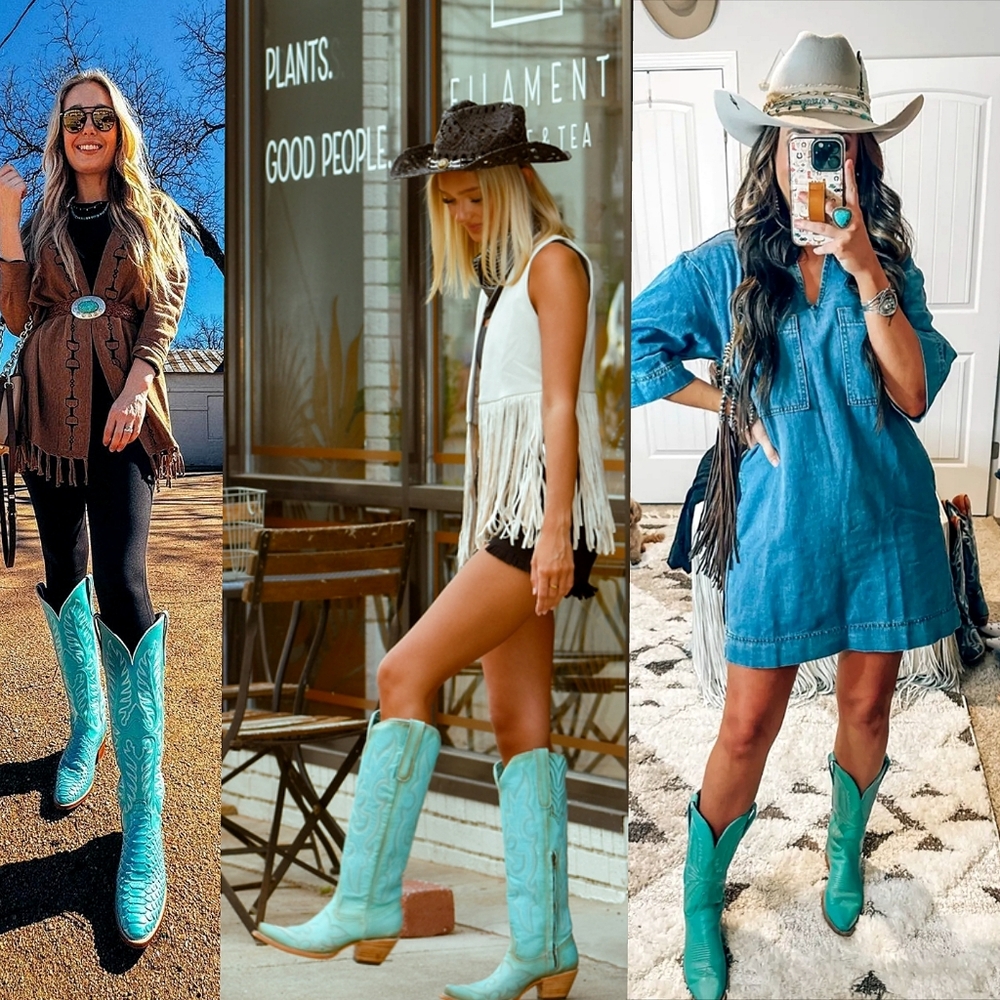 Chic Turquoise Ankle Boots